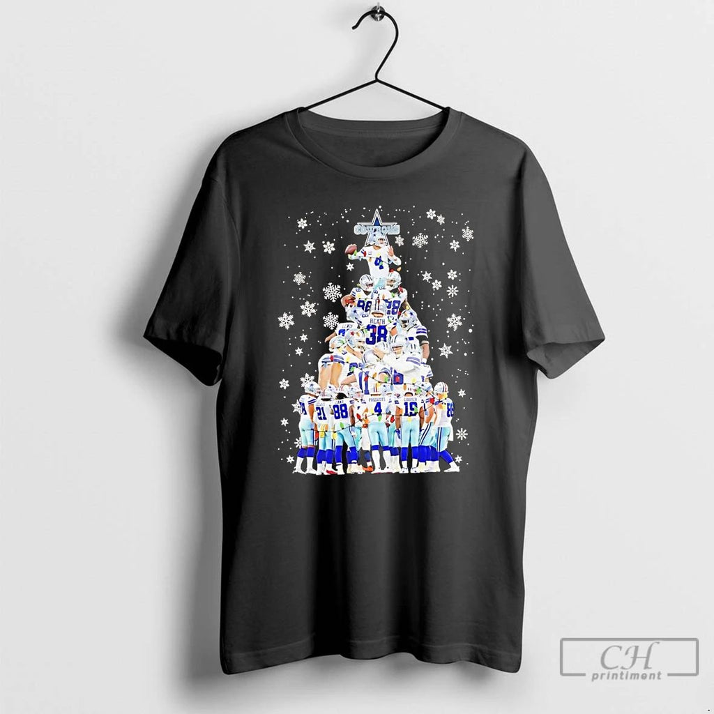 Classic Dallas Cowboys Team Players Christmas Tree T Shirts Unisex