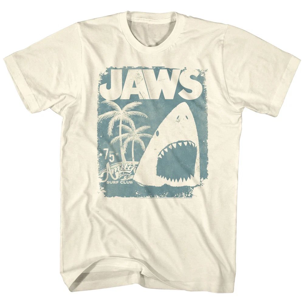 Jaws Distressed Surf Club Poster Natural Tee Unisex