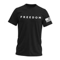 Freedom Shirt – Simple Freedom Text T X-Large Black Freedom - Flag on Sleeves Unisex