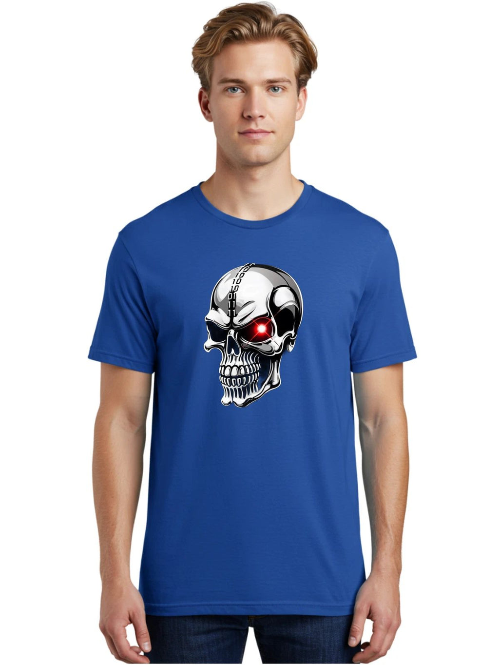 Binary-Skull Mens Graphic Tee, 100% Cotton, Casual Summer Wear Unisex