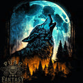 Moon and Wolf Fantasy Mens 100% Cotton Unisex