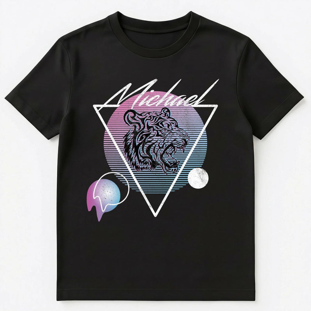 Michael Name Retro Vaporwave Aesthetic Art Style Tiger Unisex Unisex