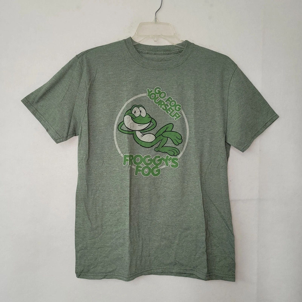 Haunt Shirts Mens Large Froggys Fog Go Fog Yourself Graphic Tee Green Heather L Unisex