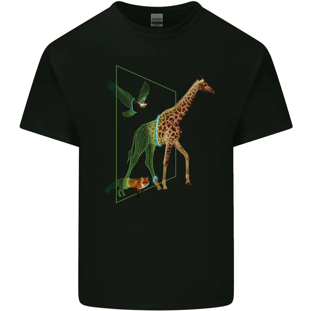 A SCI-FI Giraffe Eagle & Fox Mens Cotton Tee Top Unisex