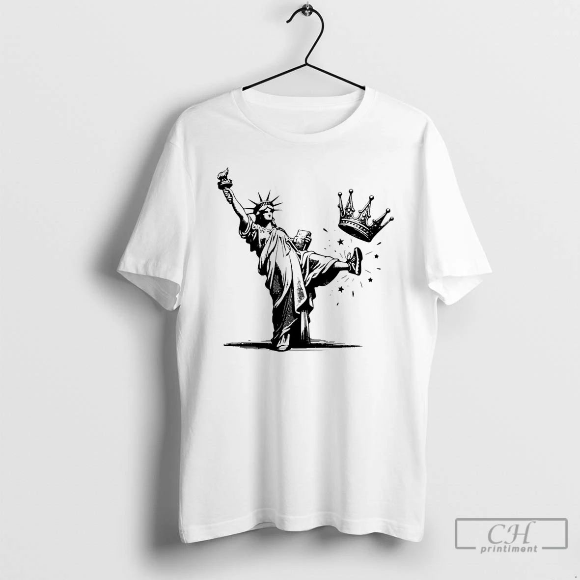 Classic Statue Of Liberty Kicking Off A Crown No King T Shirts Unisex