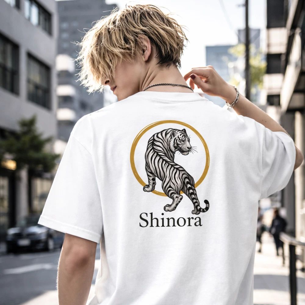 Shinora Tiger Back Print Men Streetwear Japanese Style Size M Unisex