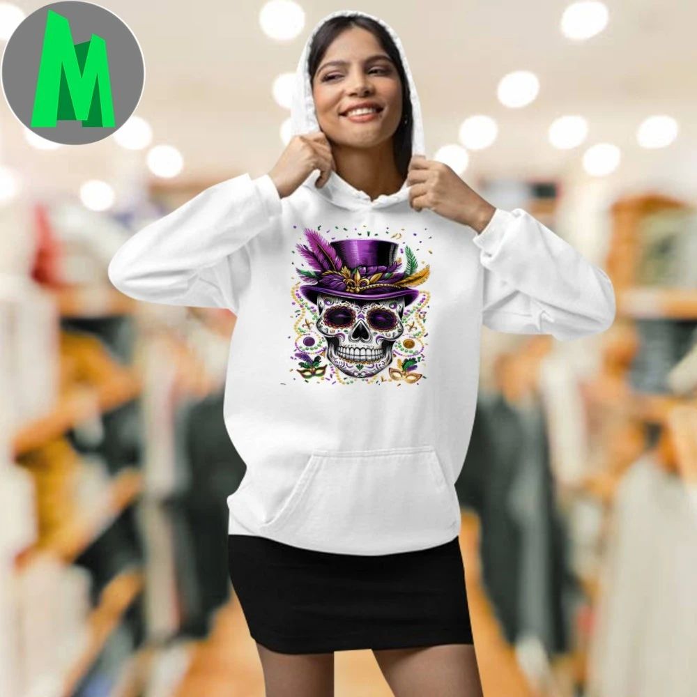 Mardi Gras Skull Top Hat Beads Mask New Orleans Louisiana Shirts Unisex