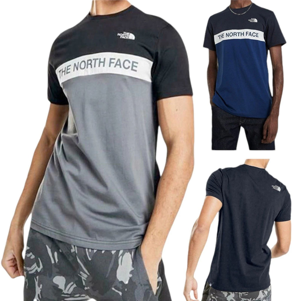 North Face Mens T Shirts Crew Neck Block Grid Casual Regular Fit Soft Cotton Tee Unisex