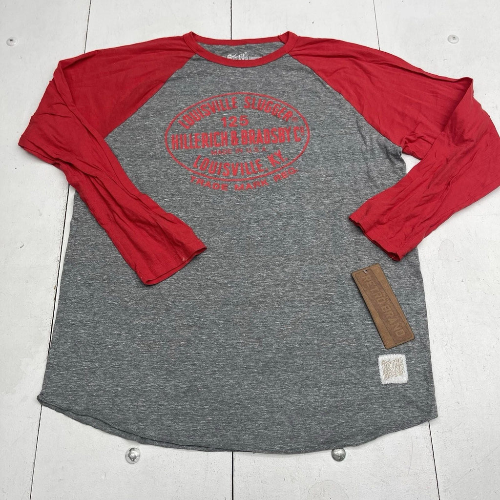 Retro Brand Gray & Red Louisville Slugger Hillerich & Bradsby Co T Shirt Mens XL Unisex