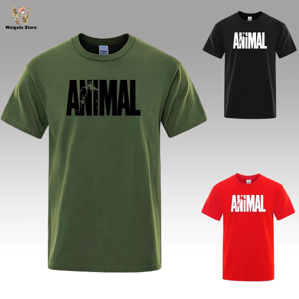 Animal T Shirt Mens Oversized Funny Tee Workout Gym 100% Cotton s S -3XL Unisex
