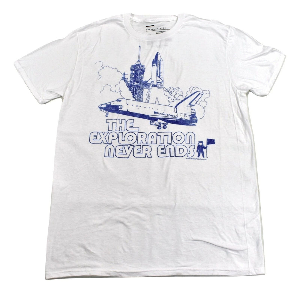 Public Opinion Mens The Exploration Never Ends Space Shuttle Shirt New L Unisex