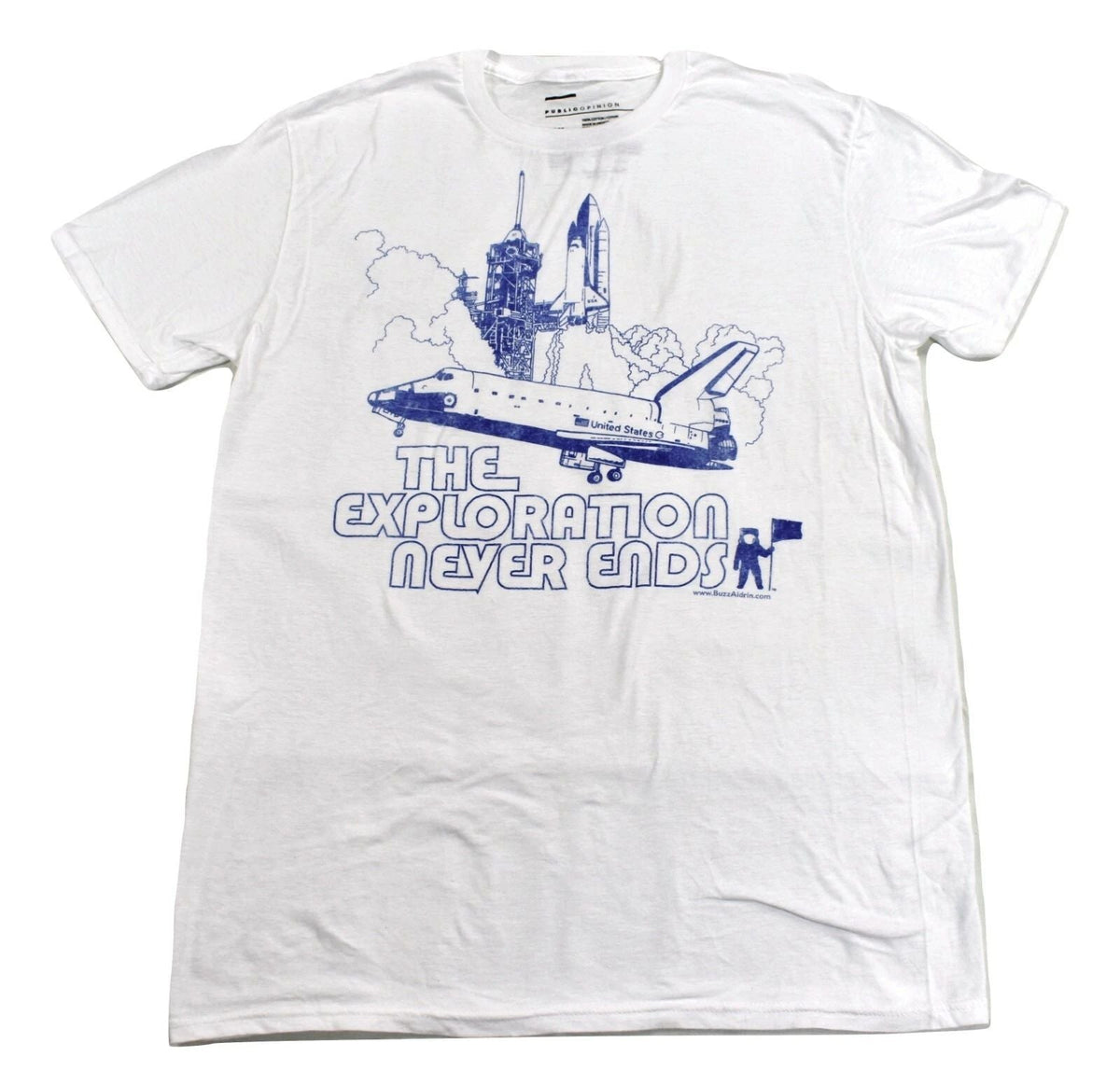Public Opinion Mens The Exploration Never Ends Space Shuttle Shirt New L Unisex