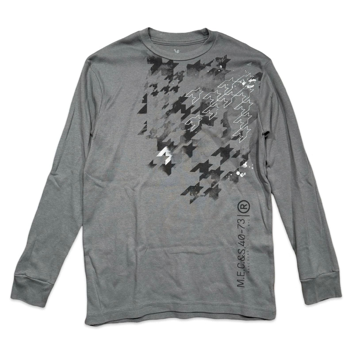 Marc Ecko Long Sleeve Houndstooth Graphic Shirt Unisex
