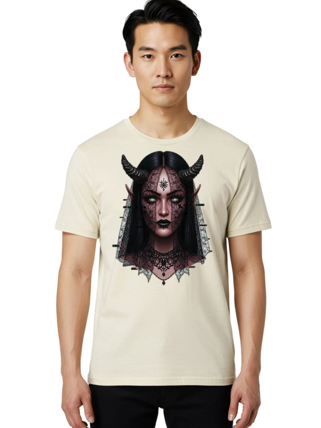 Tiefling-Portrait Mens Graphic Tee, 100% Cotton, Casual Summer Wear Unisex
