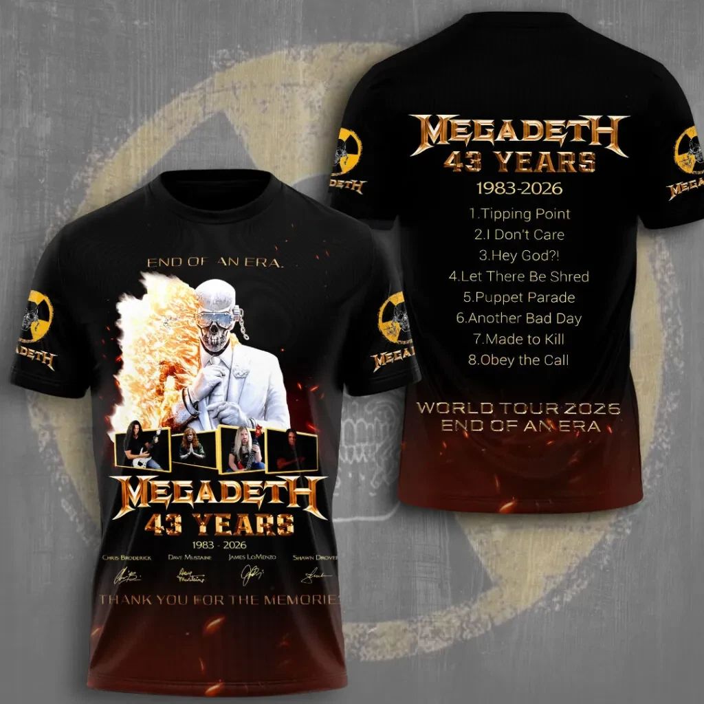 Megadeth 43 Years 1983-2026 World Tour 2026 End Of An Era TX 3D Unisex