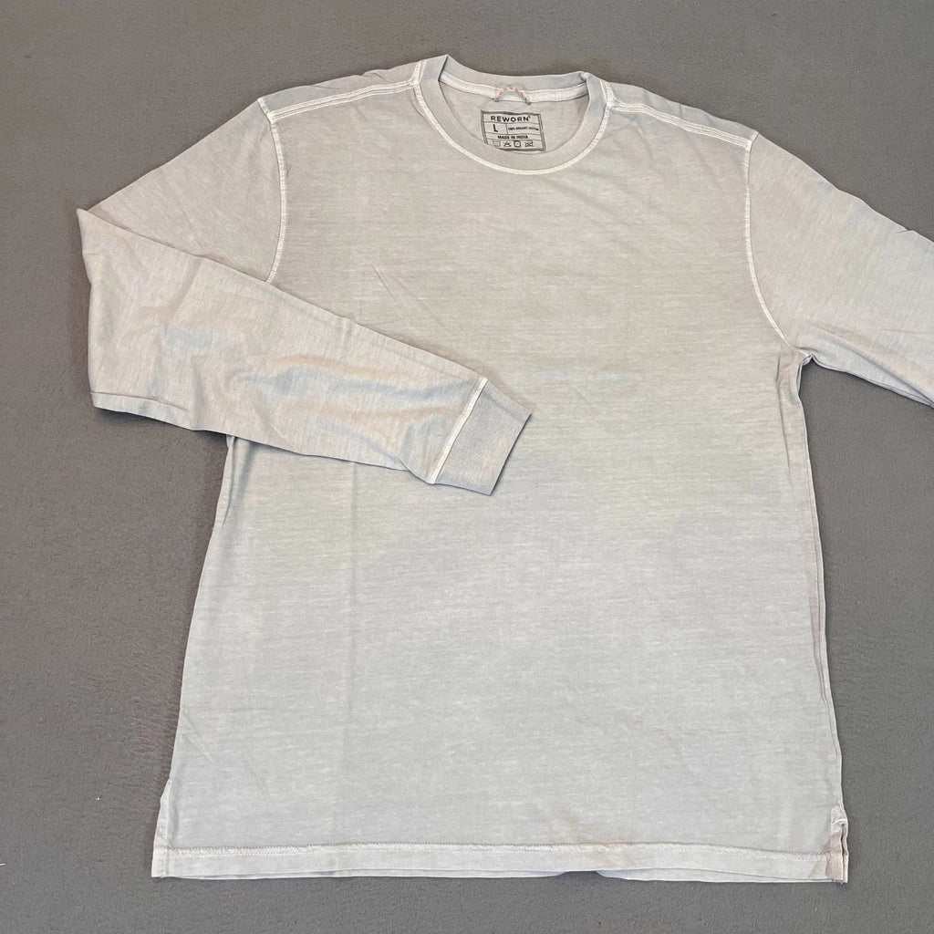 Reworn Long Sleeve Everyday T Shirt Men's Sz Lg Gray 100% Cotton Outdoor NWO Unisex