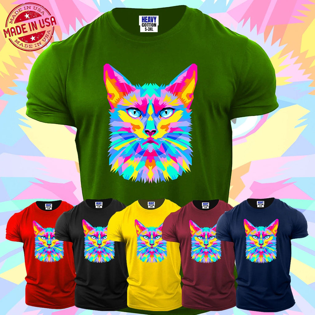 Cat Animal Lover Cute Men's s Funny Colorfull Cats Gift USA Party Tee Unisex