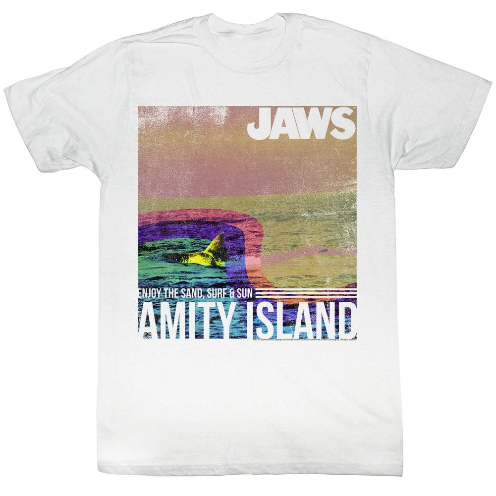 Jaws Distressed Enjoy The Sand, Surf & Sun White Tee Unisex