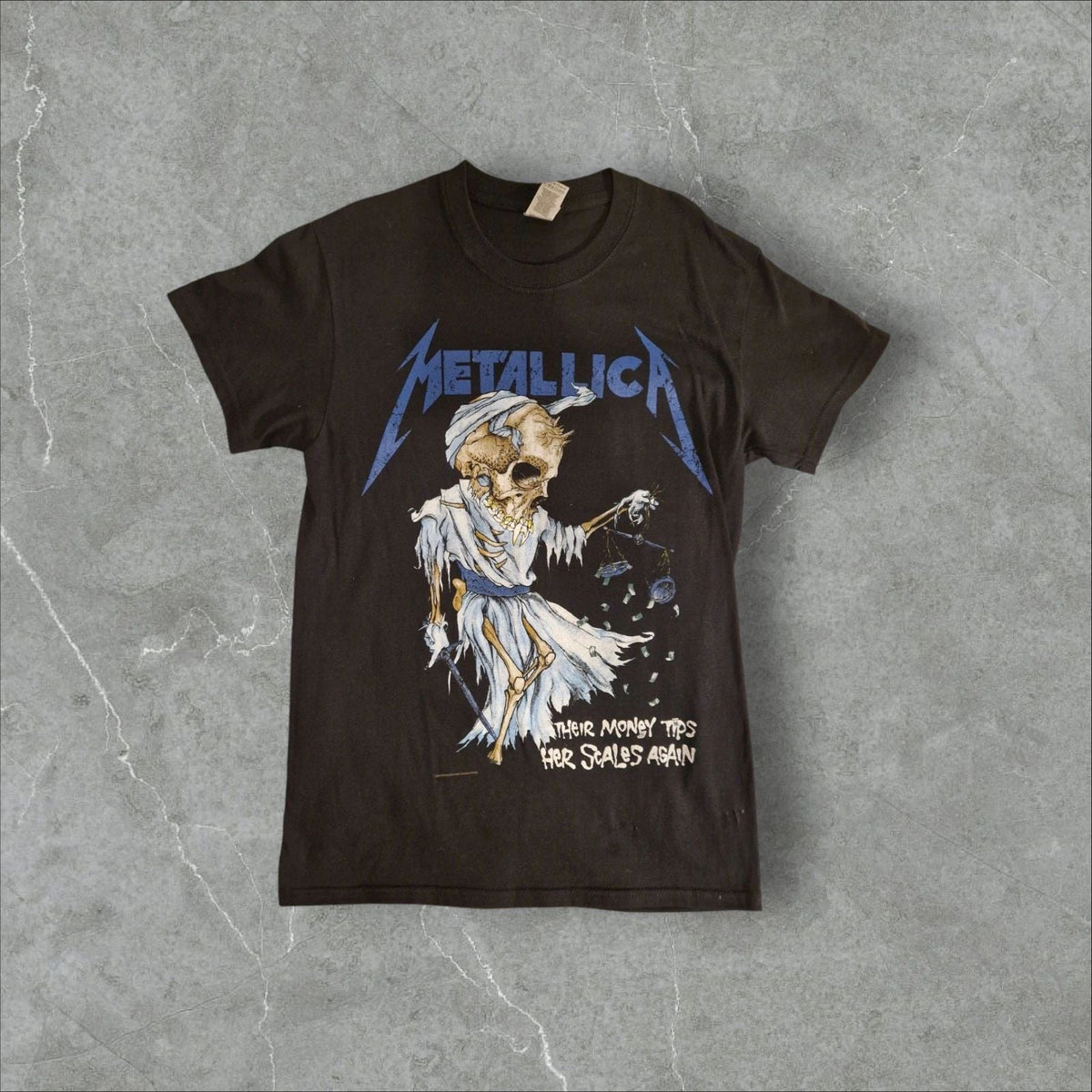 Modern Metallica Their Money Tips Her Scales Again Shirt Gildan Size S Unisex
