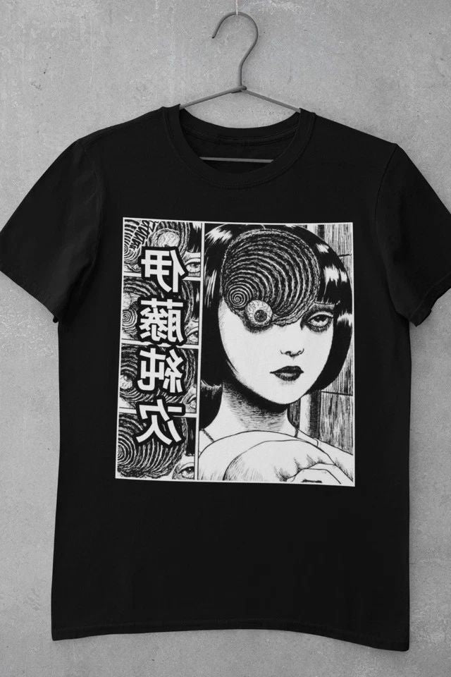 Tomie Junji Ito Uzumaki Horror Anime Manga Japanese Shirt Black Unisex