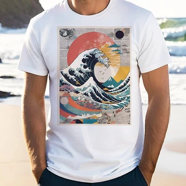 ABSTRACT GREAT WAVE Surfing Japanese Ocean Surf Aesthetic Tee Top Gift Unisex