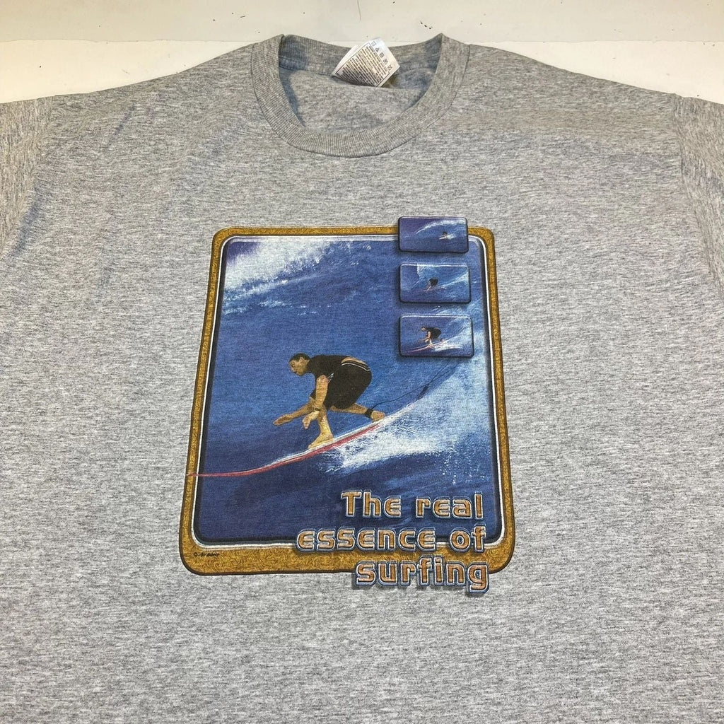 THE REAL ESSENCE OF SURFING SURF TEE T SHIRT Mens XL Gray Unisex