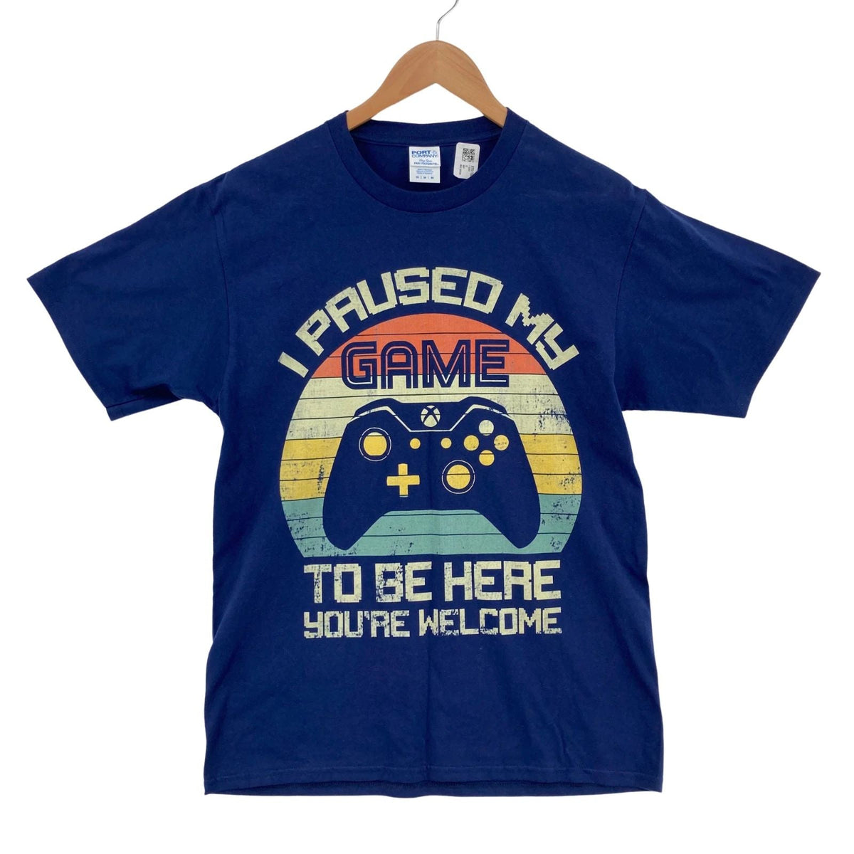 Gamer Shirt I PAUSED MY GAME Unisex Blue Short Sleeve Pullover Medium Unisex