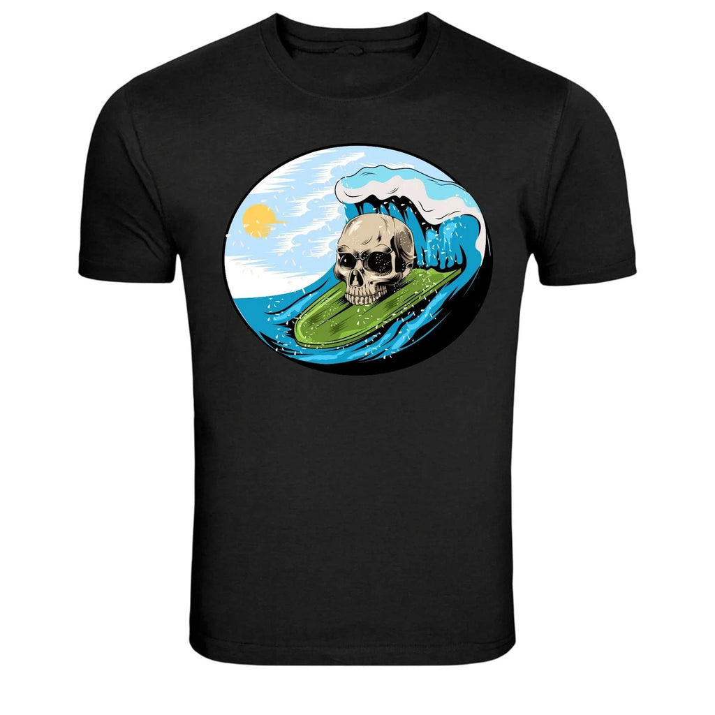 Skull Surfing Big Wave Ocean Graphic Unisex