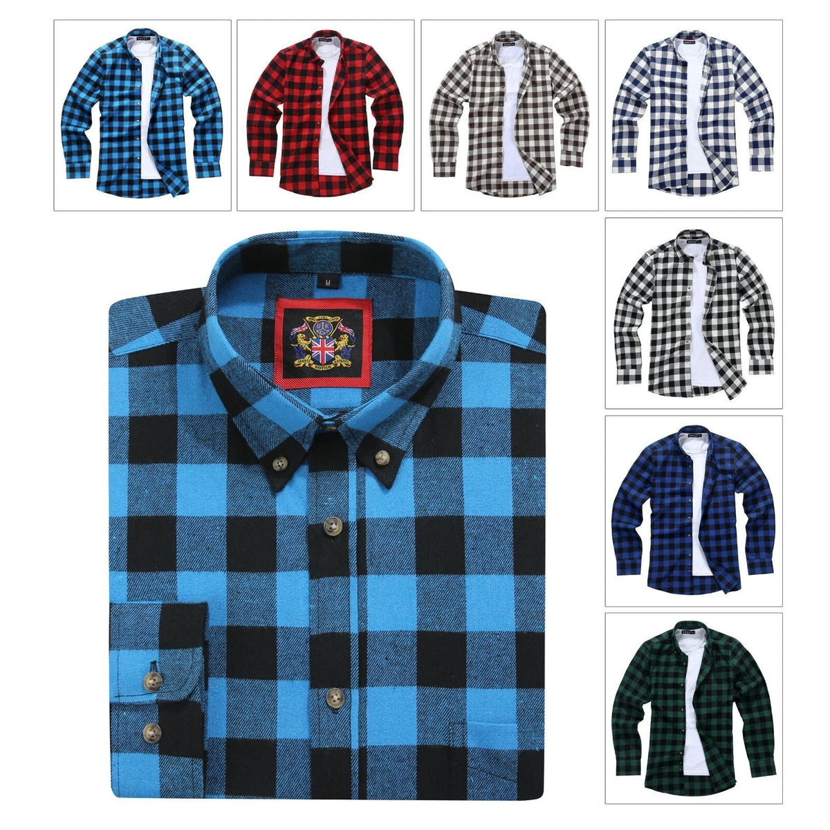 Mens Flannel Shirt Lumberjack Check Tartan,Oxford Casual Brushed Cotton Blend Unisex