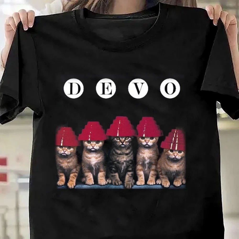 Funny Cat DEVO Band Gift For Fan Black All Size Shirt Unisex