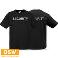Mens Black SECURITY Printed Short Sleeve Ribbed Elastane Work Uniform Neck Tee Unisex