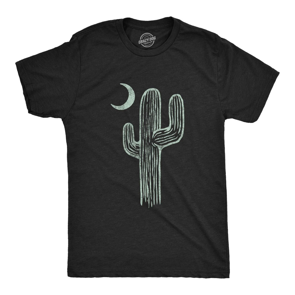 Mens Cactus Moon T Shirt Cute Desert Night Graphic Novelty Tee Unisex