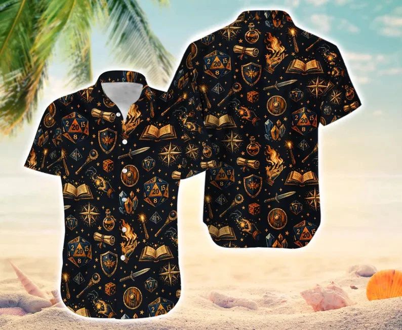 Fantasy RPG Tabletop Gaming Hawaii Shirt Dice Dragon Gamer Aloha Unisex