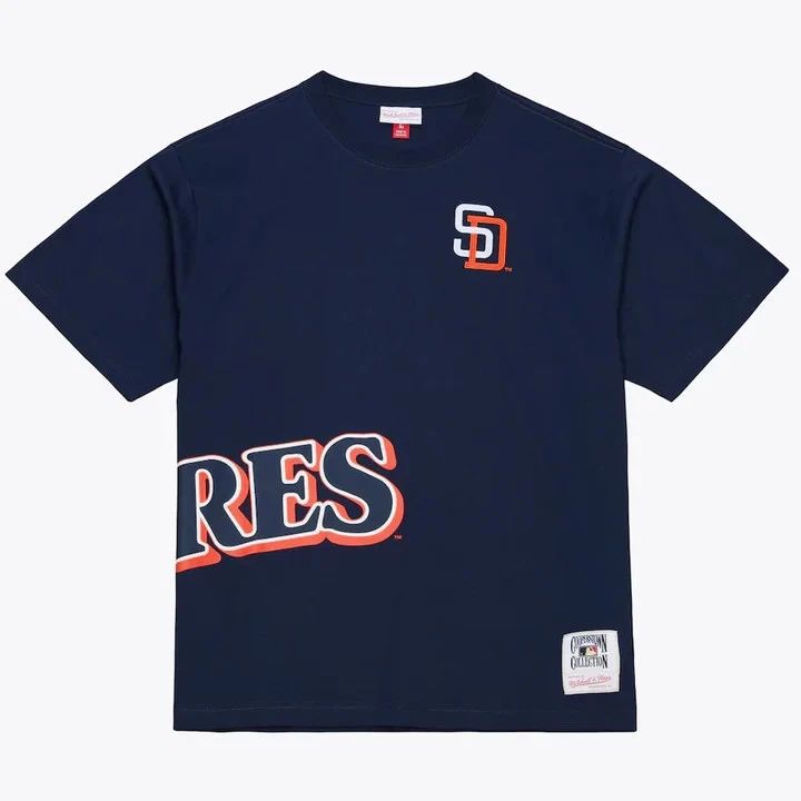 Mitchell & Ness San Diego Padres Playoff Win Premium SS Tee Men's Navy Unisex