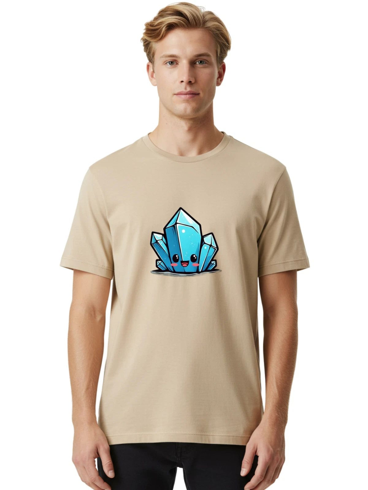 Crystal-Kawaii-Character Mens Graphic Tee, 100% Cotton, Casual Summer Wear Unisex