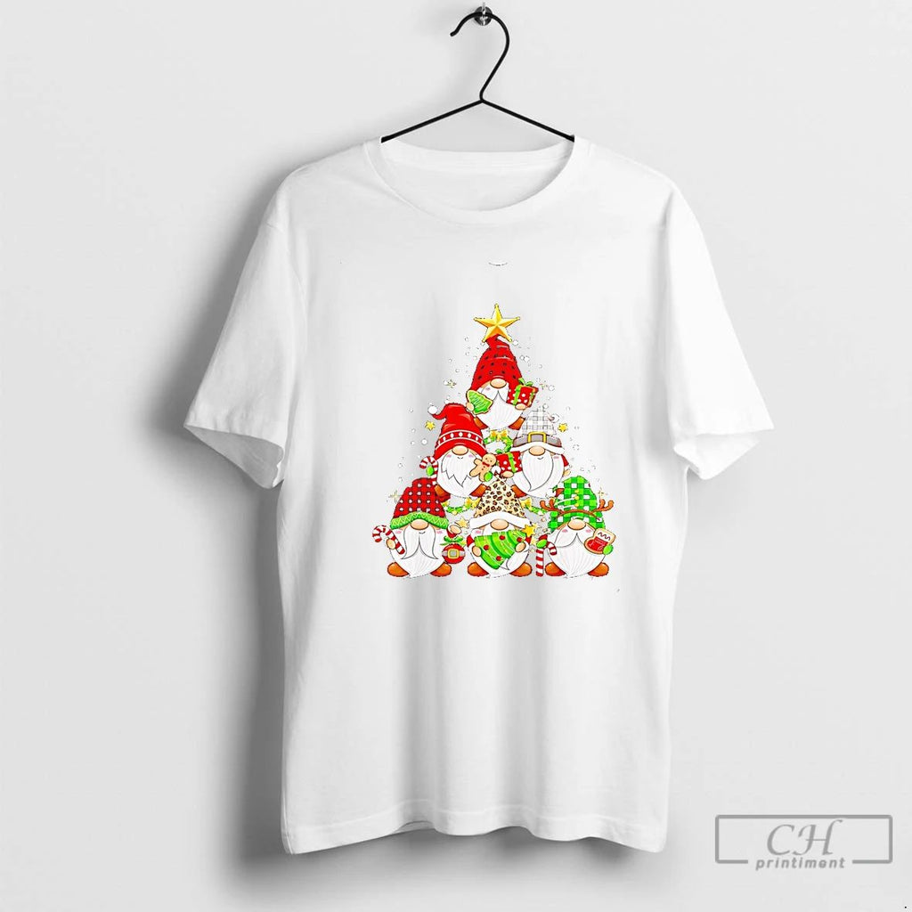 Classic Gnome Christmas Tree Lights Holiday T Shirts Unisex