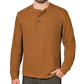 Mens Long Sleeve Thermal Henley Grandad Warm Waffle Knit Winter Cuff Tee Unisex