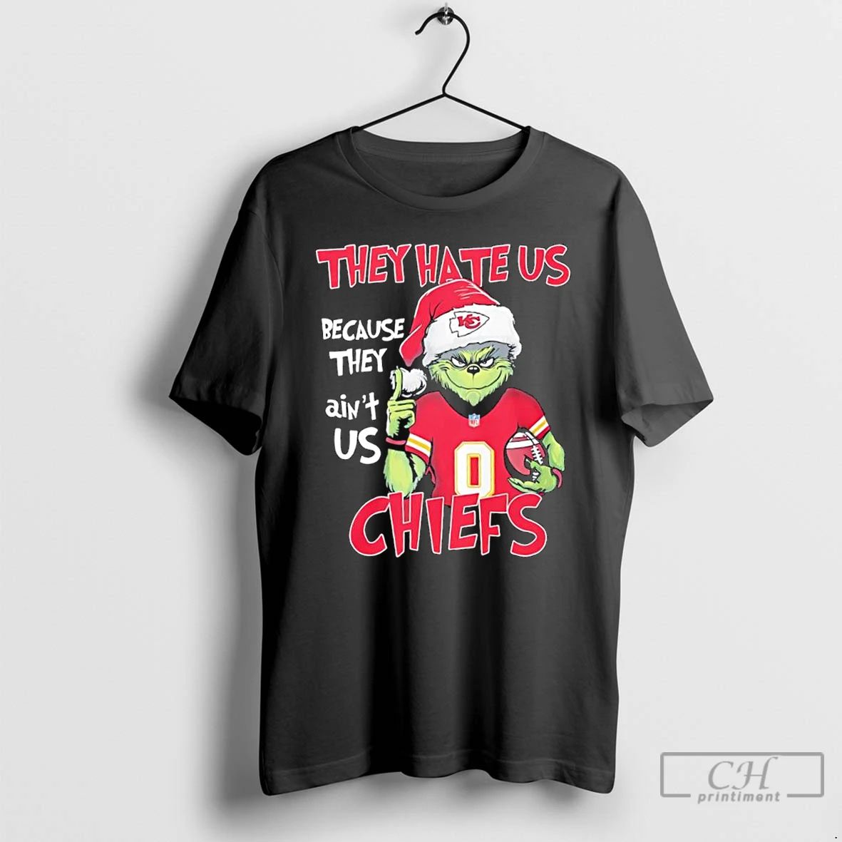 Classic Grinch Santa Hat They Hate Us Because They Aint Us Kansas City Chiefs Baseball Unisex