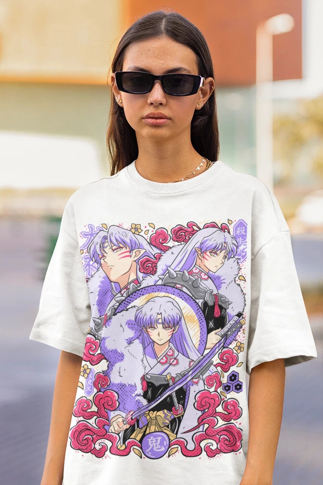 Inuyasha Kagome Higurashi Sesshomaru Red Moon Inu Yasha Anime - White Unisex