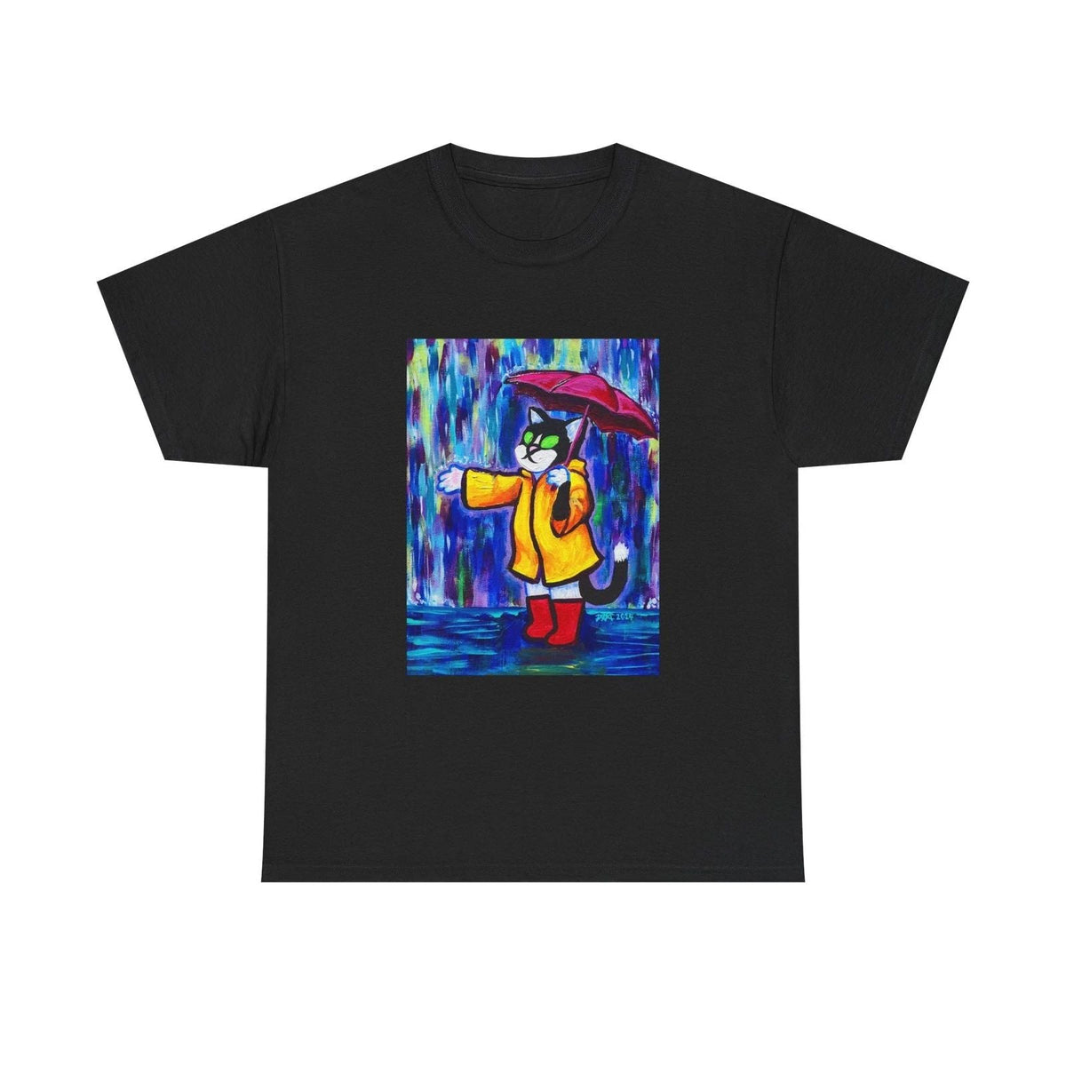 Rainy Day Cat , Cartoon Cat Tee, Cat Lover Gift, Funny Animal Shirt, Cat Unisex