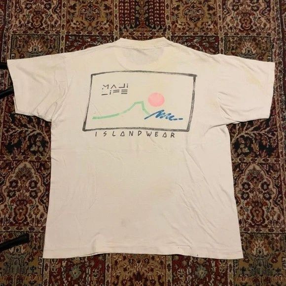VTG 80s 90s Maui Life Hawaii Island wear surf wear tshirt XL USA white graphic Unisex