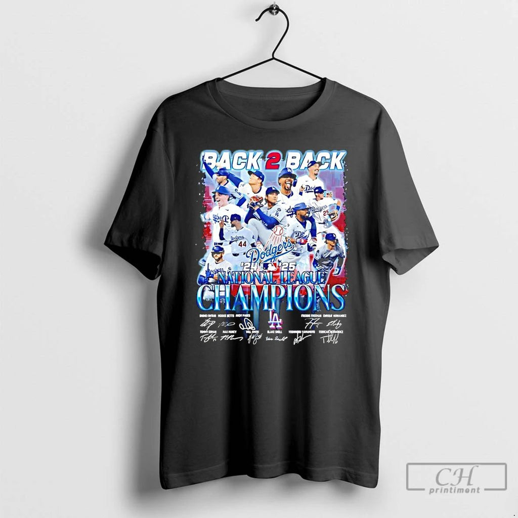 Classic Los Angeles Dodgers Back 2 Back 24 25 Nl World Series Champions Signatures Unisex