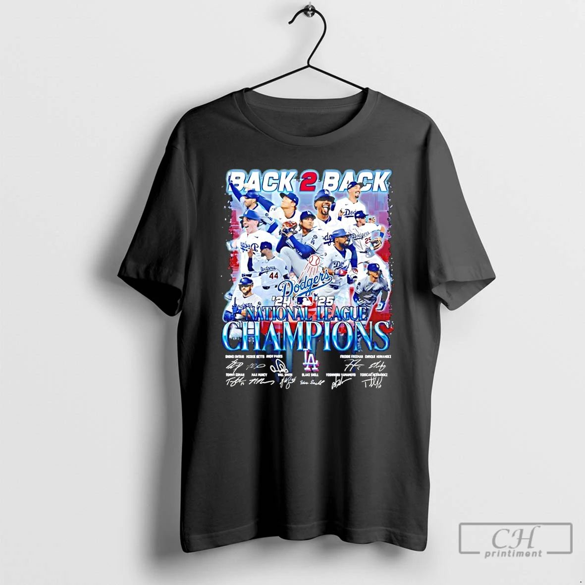 Classic Los Angeles Dodgers Back 2 Back 24 25 Nl World Series Champions Signatures Unisex