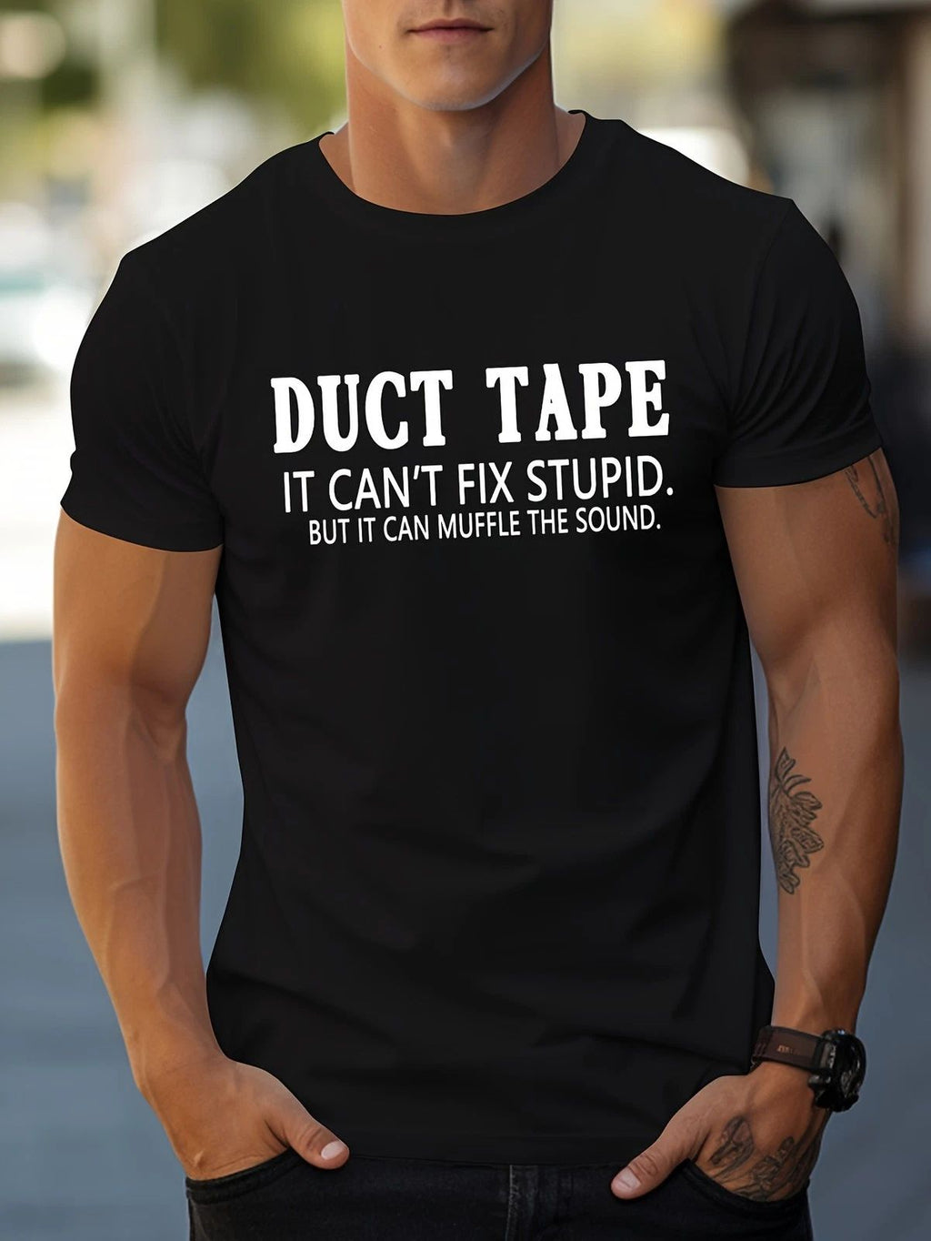 Duct Tape Can't Fix Stupid Graphic Tee - Funny Sarcastic Work Humor Unisex