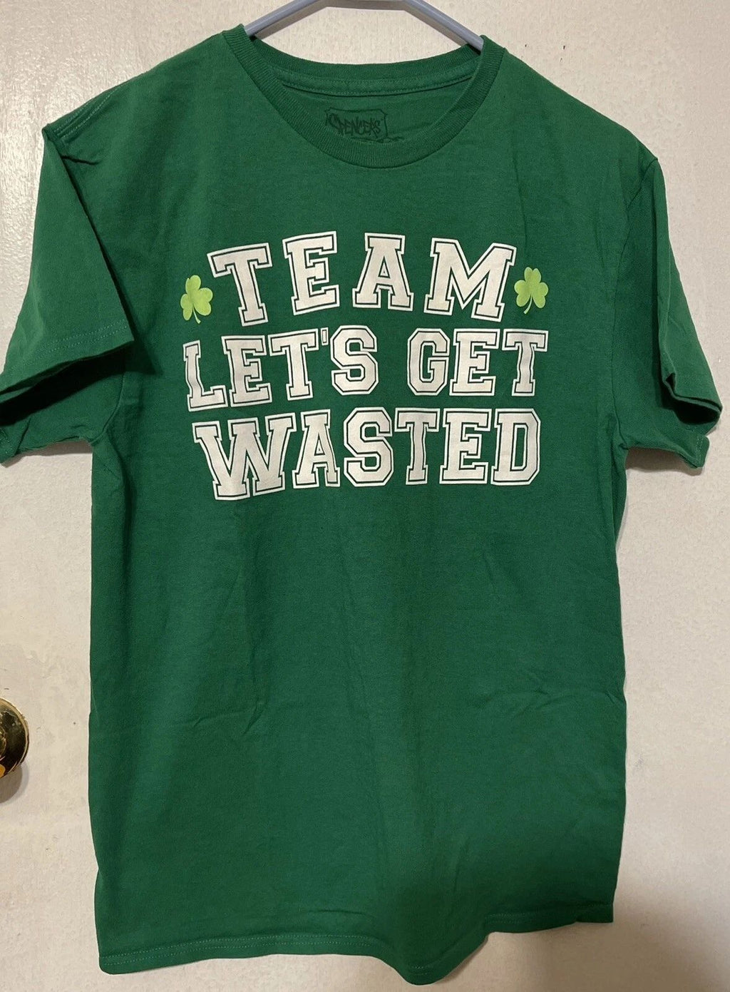 Spencers 1947 “Team Let's get wasted” T Shirt Medium green clovers 100% Cotton Unisex