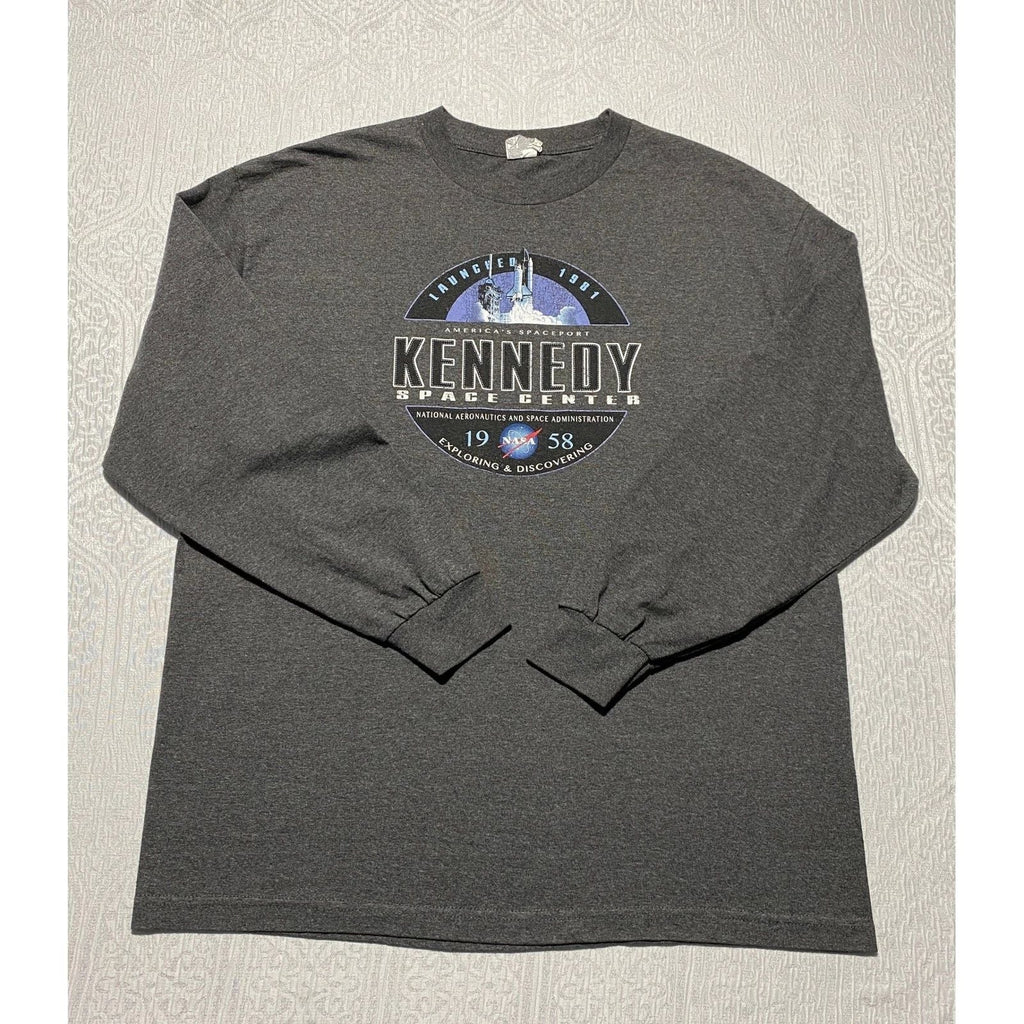 Alstyle Kennedy Space Center NASA Long Sleeve Graphic Charcoal Gray XL Unisex