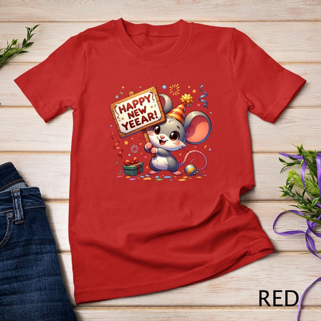 Cute Mouse Welcomes New Year 2025 Funny Unisex Unisex