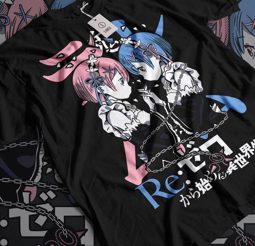 Rem Re Zero Subaru Japanese Cute Re Zero Ram Kawaii Girl Shirt All Size Unisex