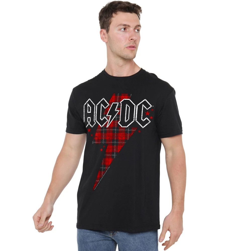 AC/DC Plaid Bolt S-2XL, Black Unisex