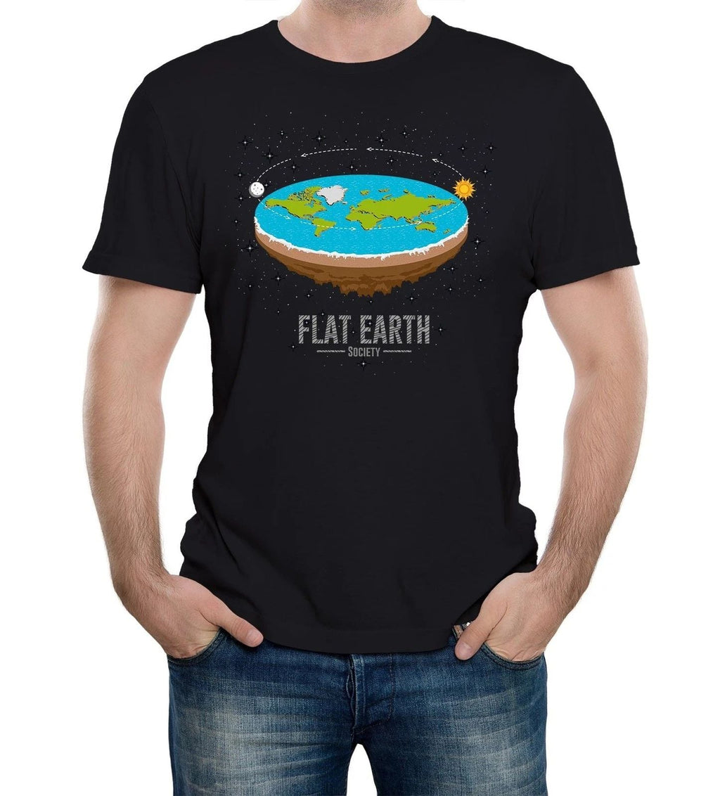 Mens Flat Earth Society Funny Conspiracy Theory Space Globe World Unisex